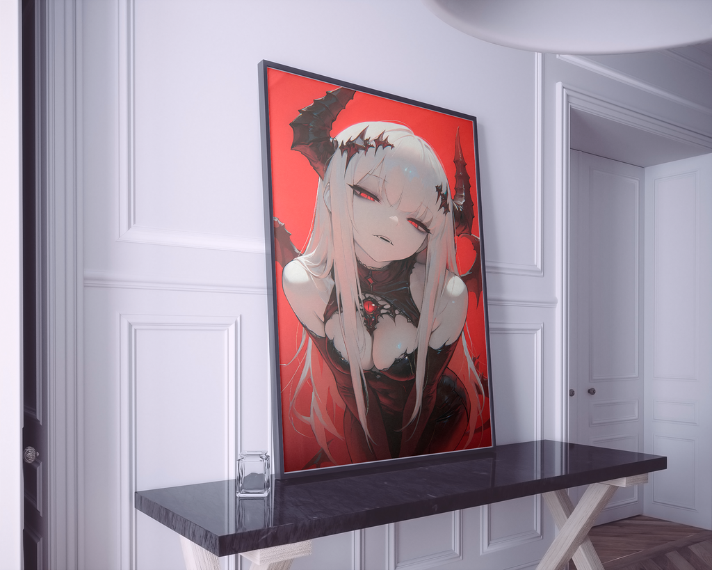 demon girl Japanese kawai|Anime and manga  Poster for Fans, Collectors & Room Decor (UNFRAMED) Semi-Glossy Paper